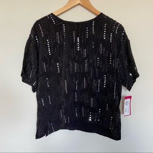 Velvet Beaded Blouse (Black/Silver, XS)